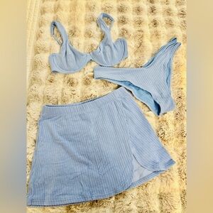 Abercrombie and Fitch Terrycloth French Blue Bikini Swim Coverup Set Medium